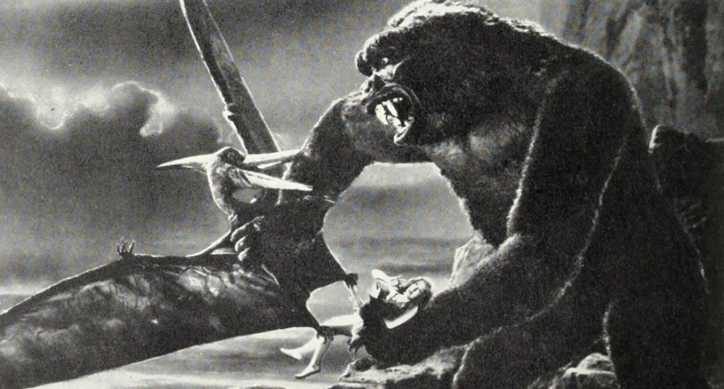 King Kong grapples with a pterodactyl